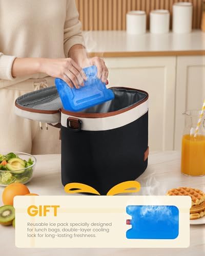 LOVEVOOK Insulated Lunch Box for Women Men, Reusable Lunch Bag for Work Picnic Beach College School, Leakproof Cooler Bag with Shoulder Strap & Ice Pack, Lunch Box/Bag for Mom Teacher Kids Girl Boy