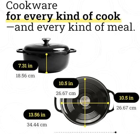 Lodge Essential Enamel Cast Iron Dutch Oven, 6 Quart, Midnight Chrome
