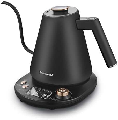 Elite Gourmet EKT3001 1L Digital Kettle, 304 Stainless Steel, Matte Black