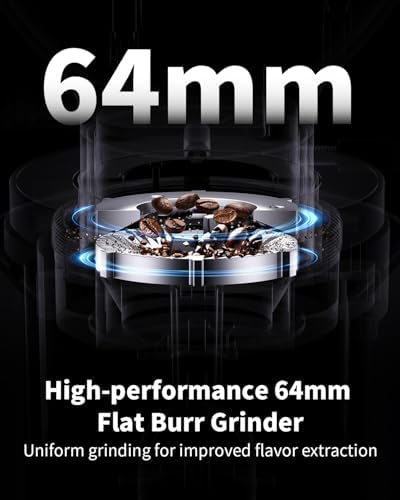 SHARDOR 64mm Flat Burr Coffee Grinder, 100 Settings, Anti-Static, Black