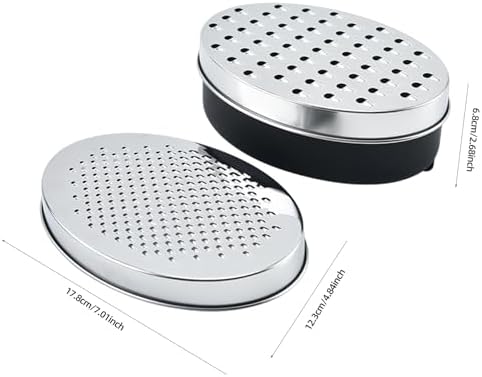 Stainless Steel Cheese Grater with Airtight Storage Container - Box Grater for Kitchen, Shredder for Parmesan, Cheddar, Vegetables, Chocolate, Nutmeg - Includes Lemon for Citrus, Ginger, Butter