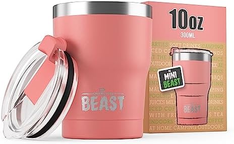 Beast 10 oz Tumbler Stainless Steel Vacuum Insulated Coffee Ice Cup Double Wall Travel Flask (Blossom Pink)