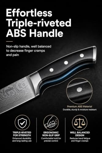 Knife Set, FOHERE 14 Pieces Self Sharpening Knife Block Set, High Carbon Stainless Steel Waved Pattern Knife Set with Block, Rust & Stain Resistant Kitchen Knives and Triple Riveted Handle, Black