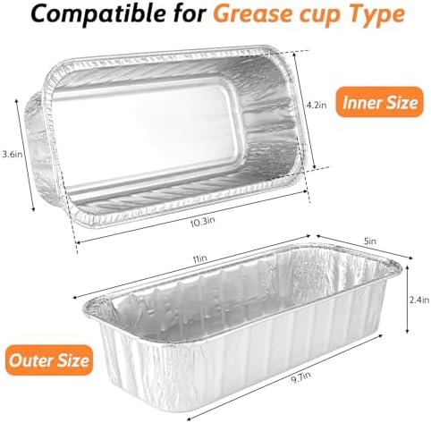 Grill Drip Pans 30 Pack, Aluminum Grease Catcher Liners 11” x 5”