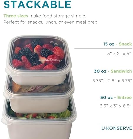 U-Konserve Nesting Trio Food Storage Containers Bento Box Trio 15/30/50 oz