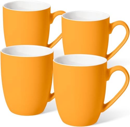 Large Ceramic Coffee Mugs Set of 4 16oz(475ml) Tea Cups Idea Gifts Orange