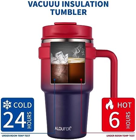 20 oz Insulated Travel Coffee Mug Tumbler with Handle and Straw