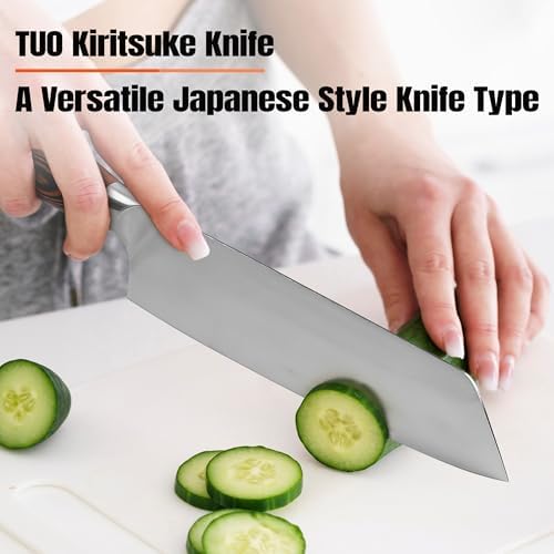 TUO Kiritsuke Chef Knife, 8.5 inch Asian Kitchen Knife for Cutting Fish & Meat, High Carbon German Steel Japanese Blade-Type with Ergonomic Handle