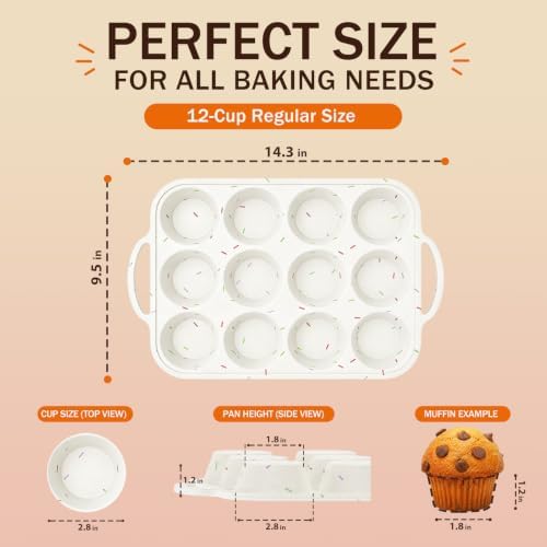 Silicone Muffin Pans for Baking, 12-Cup Nonstick Cupcake Pan