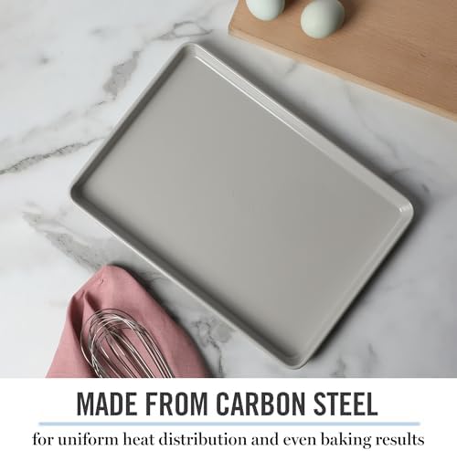 Martha Stewart Gallen 13 x 9 Inch Nonstick Carbon Steel Cookie Sheet – Cool Grey, Durable Bakeware for Even Baking and Easy Cleanup (Pack of 6)