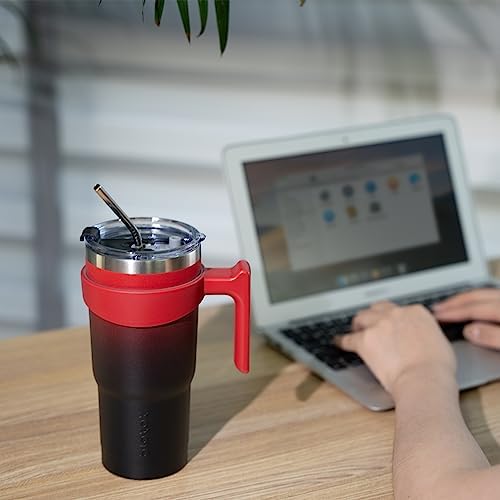 BJPKPK 30 oz Tumbler with Handle & Straw, Insulated Stainless Steel Mug