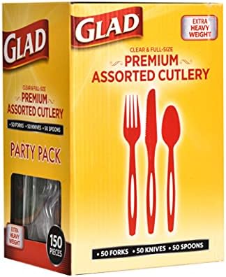 Glad Clear Disposable Plastic Cutlery Set, 150 Count Family Size