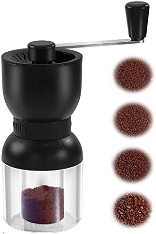 LHS Manual Coffee Grinder Ceramic Burrs Adjustable Coarseness 2 Containers