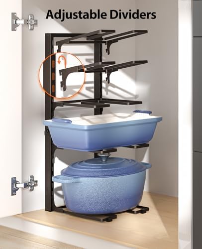 ORDORA Pots and Pans Organizer Under Cabinet 20.8" 8-Tier Adjustable Bronze