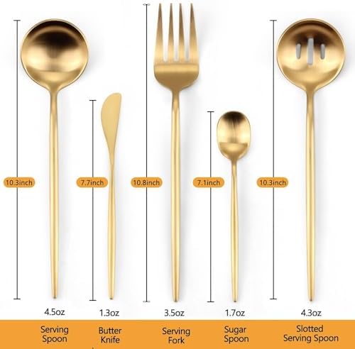 Gold Serving Utensils Set,5pc Stainless Steel Serving Spoons