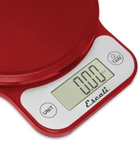 Escali Telero Digital Food Scale, High Precision Kitchen Scale for Cooking, Baking, Portion Control, Meal Prep, Weigh in Grams and Ounces, 11 lb Capacity, Red (T136)