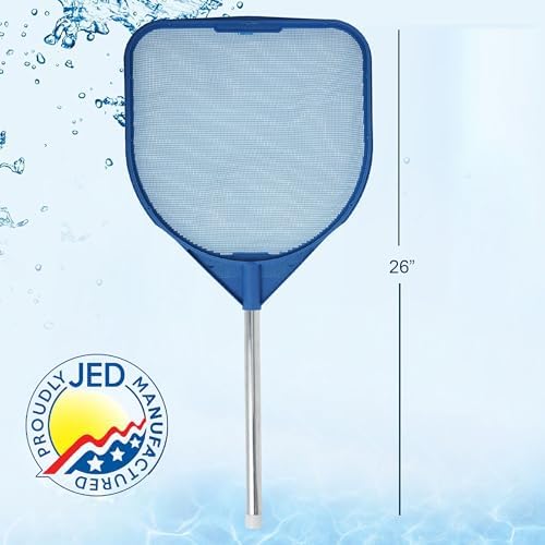 JED Pool Tools Pool Skimmer Net - Handheld Hot Tub Skimmer for Spa, Stock Tank Pool, Small Pool & Aquarium Cleaning (2 ft, Blue)