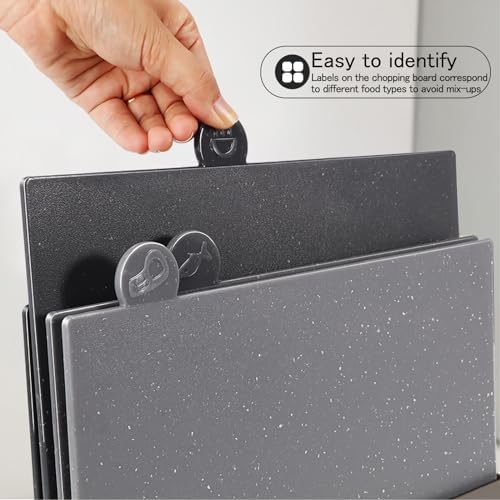 Masthome 4pc Index Cutting Board Set with Storage Stand
