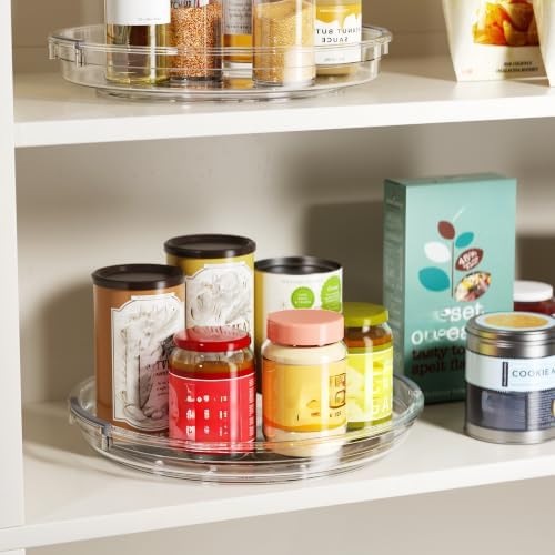 LAMU 4 Pack Lazy Susan Organizer Turntable for Cabinet, Pantry Organizers and Storage, Rotating Condiment Organizer for Kitchen, Table Top, Fridge, Countertop, Spice Organization, 10.6''x2, 9''x2