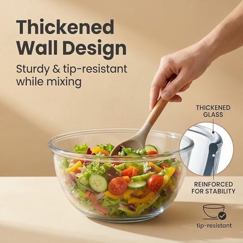 Borosilicate Glass Mixing Bowls 2-pk (9in, 2.8 QT) for home bakers