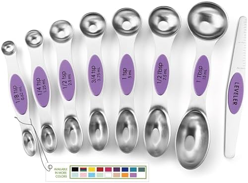 Spring Chef Stainless Steel Magnetic Measuring Spoons Set of 8, Orchid