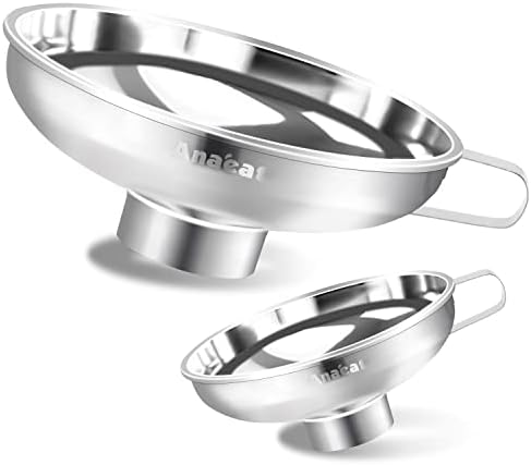 Anaeat Stainless Steel Canning Funnel with Handle for Wide and Regular Jars & Canning Jars, Wide-Mouth Funnels Excellent for Transferring Liquid and Dry Ingredients, Large Solids, Oil, Beans & Jams