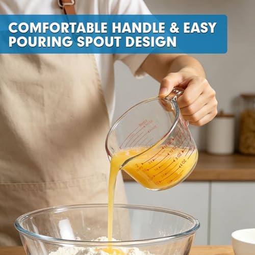 KOMUEE 4 Pieces Glass Measuring Cups Set