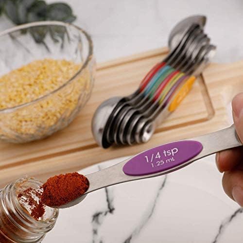 Magnetic Measuring Spoons Set Stainless Steel Dual Sided Measuring Spoons