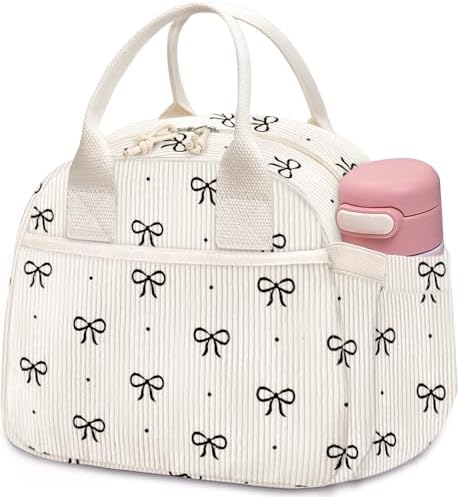 Carry bloom Lunch Box for Women, Insulated Lunch Bag Cute Corduroy Lunchbag