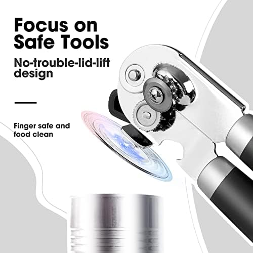 Beneno Heavy Duty Hand Can Opener Manual with Magnet Lid Remover, Black