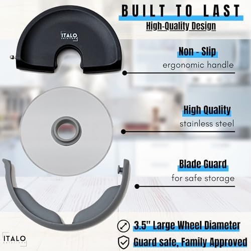 ITALO – Pizza Cutter Wheel, Stainless Steel Pizza Cutter with Protective Blade Cover, Black