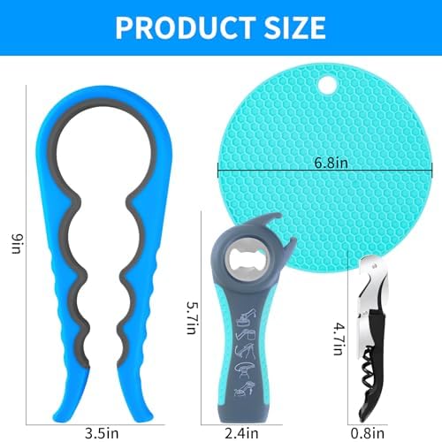 Bloss Jar Opener Can Opener Kitchen Grippers, Multi-use Lid Opener Set