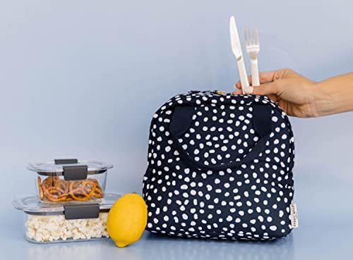 Steel Mill & Co. Insulated Lunch Tote Bag for Women, Navy Dots