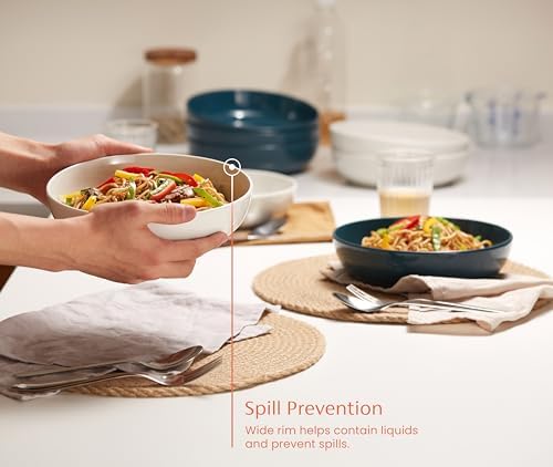 KooK Pasta Bowls, For Soups & Salads, Set of 4, 40 oz, Cobalt Blue