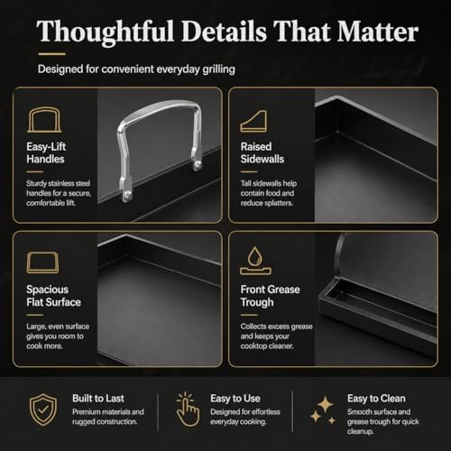 Cast Iron Griddle for Gas Grill Griddle 17 x 13 Inch Flat Top