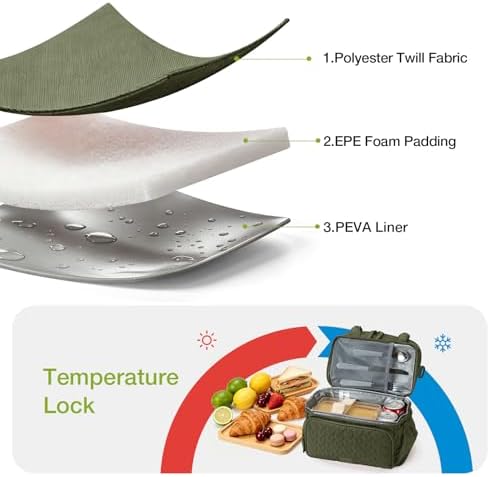 Double Deck Lunch Bag for Women, Green-M