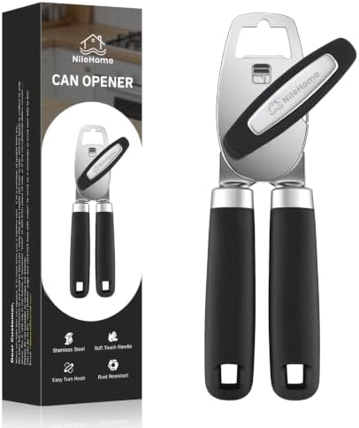 NileHome Smooth Edge Manual Can Opener, Sharp Steel Wheel Senior Friendly