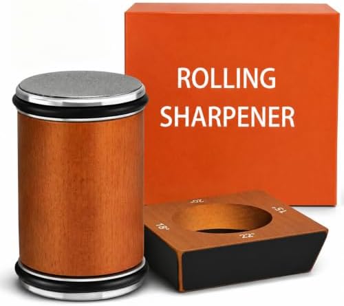 Rolling Knife Sharpener for Ultra Razor Sharp Edges Knife Sharpening Kit, Rolling Knife Sharpener Kit with Diamond and Stainless Steel Disc for Sharpening and Honing, 15°/18°/20°/22°