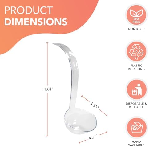 Party Essentials Hard Plastic 5-Ounce Punch Bowl/Serving Ladle,Clear, 1 Count (Pack of 12)