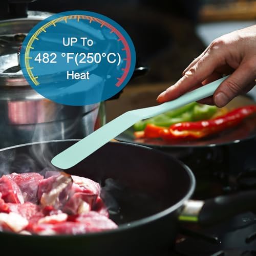 Zopeal 2 Pcs Crepe Spatula Narrow Silicone Long Non Stick, Light Blue