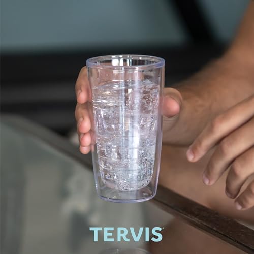 Tervis Clear & Colorful Tabletop Made in USA Double Walled Insulated Tumbler Travel Cup Keeps Drinks Cold & Hot, 16oz, Quartz