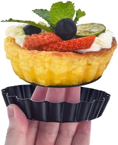 DATANYA Mini Tart Pans 4 Inch with Removable Bottom Quiche Pans 16PACKS