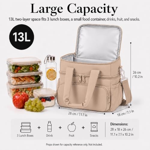 Lunch Bag for Women Large Insulated Lunch Box Double Deck Puffer Lunch Tote