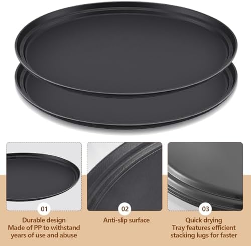 FillTouch 2 Pcs Restaurant Serving Trays Oval, 27 x 22 Inch, Black