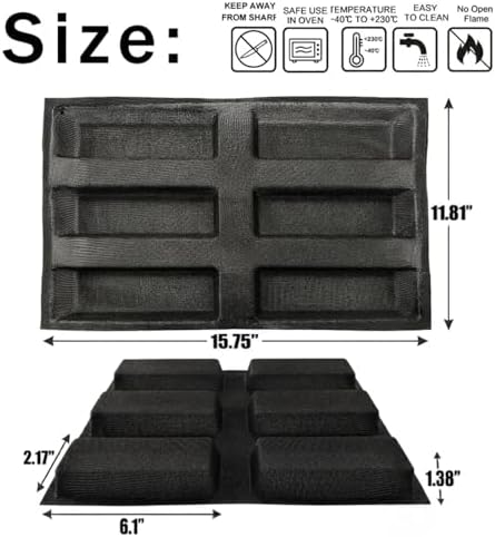 Dioycli Bread Loaf Pan for Baking Silicone Rectangular Bread Pan, 6-Cavity