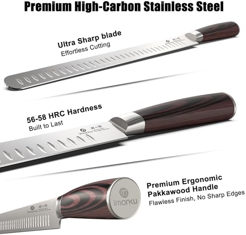 imarku Brisket Knife 12 Inch, Japanese High Carbon Stainless Steel