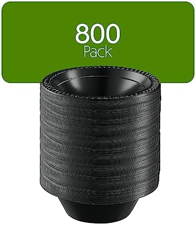 PLASTICPRO 800 PCS Black Plastic Bowls Light Weight 12 oz Plastic Soup Bowls Black Salad Plates Disposable for Party and Wedding