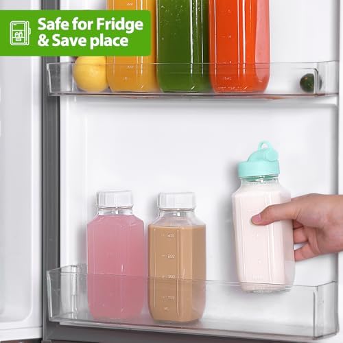 CUCUMI 6 Pack 16 Oz Glass Milk Bottles with Lids