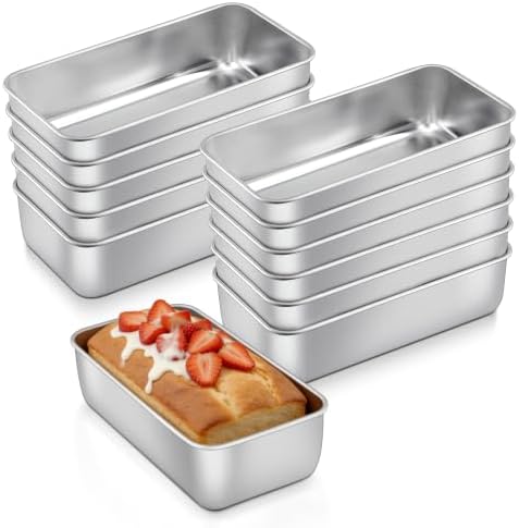 Homikit 9x5 Inches Stainless Steel Loaf Pan Set of 12 for Baking Bread