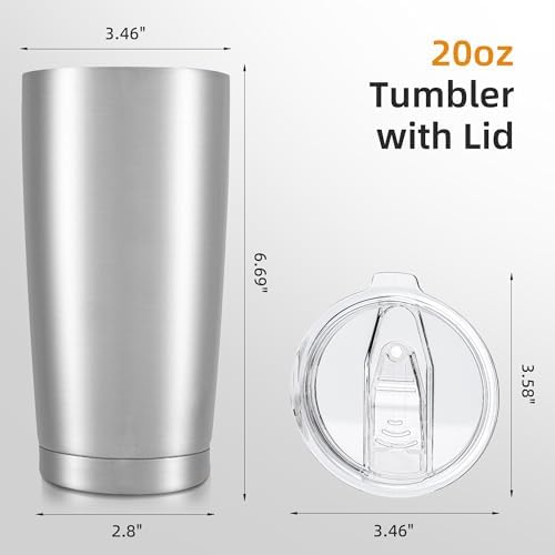 20oz Tumbler Bulk with Lid Stainless Steel Tumblers, 6 Pack